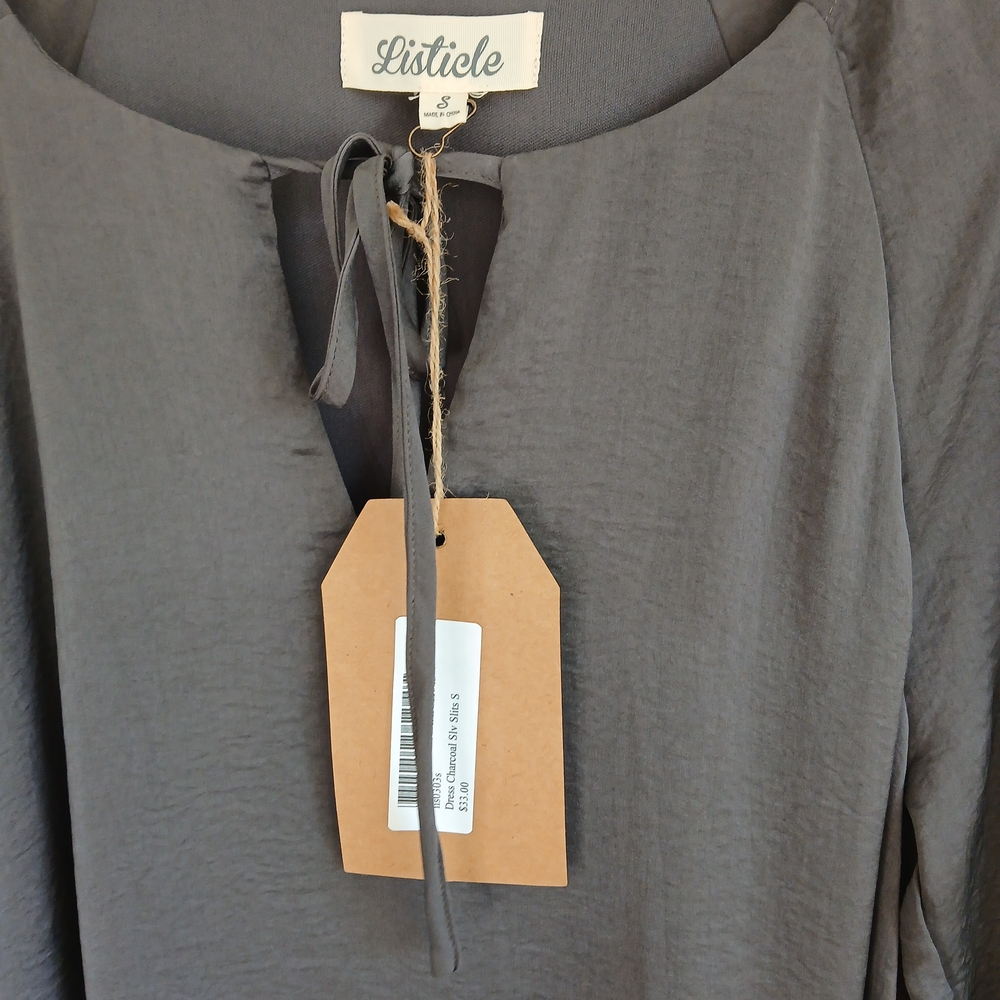 Listicle- Charcoal- Women's Slit-Tie Dress- Size Small- NWT - Picture 7 of 9
